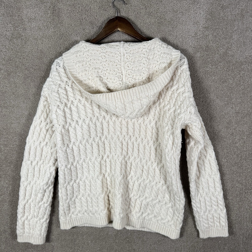 Blarney Woollen Mills Sweater Women's M Ivory Cable Knit Wool Fisherman‎ Irish - Picture 10 of 11